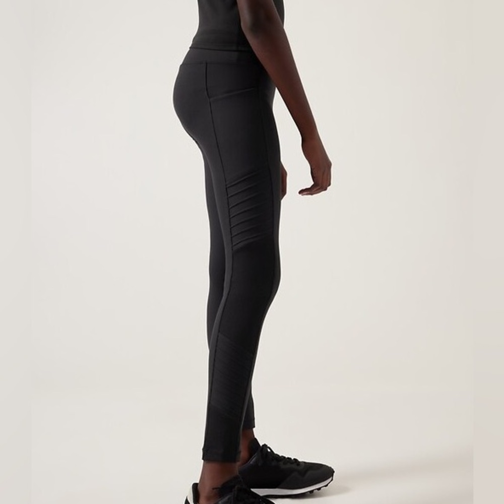 Athleta Girl Black Moto-vating Tight Black Moto Leggings Youth Girls XL Size 14